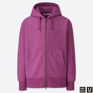 UNIQLO U Cotton Sweat Full-Zip Hoodie Sweatshirt in Purple Size Small S